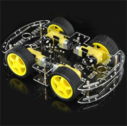 Шасси робота 4 ведущих колеса, прозрачный