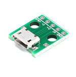 Printed board with connector<gtran/> microUSB type B 5p to DIP 2.54mm