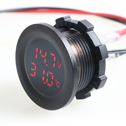 Voltmeter-thermometer YC-A68R 6-30VDC -40+80C red