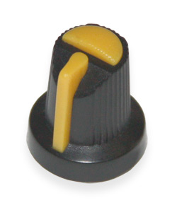 Ручка на ось 6мм Звезда AG21 15x17 Черная с желтым указателем