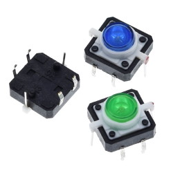 Кнопка тактовая TACT 12x12-7.3 Green LED