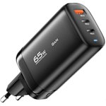 USB charger QC3.0 PD3.0 USB-A 65W GaN black