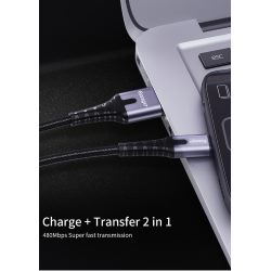 Cable USB 2.0 AM/BM microUSB 1m with backlight gray