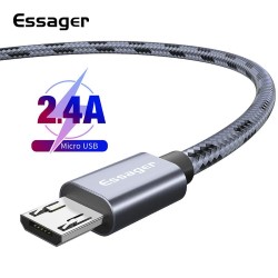 Cable USB 2.0 AM/BM microUSB 2m 2.4A braided red