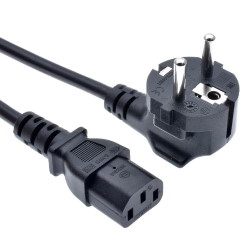 Power cable С13 3x0.5mm2 CCA 1.8m black angled fork