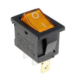 Переключатель клавишный KCD1-101N-LED 3pin с подсв.ON-OFF 6A желтый
