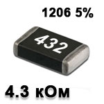 SMD resistor<gtran/> 4.3K 1206 5%