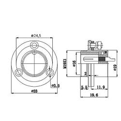 Connector GX20 8pin M housing flange