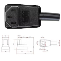 Гніздо мережеве C13 AC-006 кутове верт. 90° для кабелю (мідь)