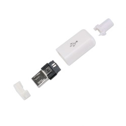 Вилка USB-Micro в корпусі на кабель біла ver. 2