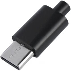 Вилка USB Type-C у корпусі на чорний кабель
